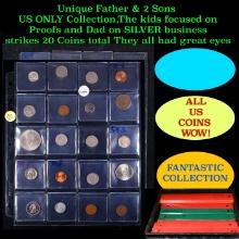 Unique Father & 2 Sons US ONLY Collection,The kids focused on Proofs and Dad on SILVER business stri