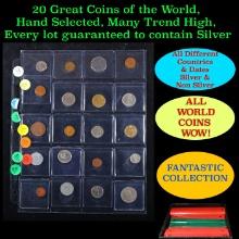 20 Great Coins of the World, hand selected, many trend high, every lot guaranteed to contain Silver.