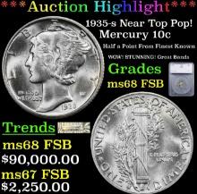 ***Major Highlight*** 1935-s Mercury Dime Near Top Pop! 10c ms68 FSB SEGS (fc)