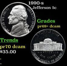 1990-s Proof Jefferson Nickel 5c Grades GEM++ Proof Deep Cameo