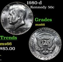 1980-d Kennedy Half Dollar 50c Grades GEM+ Unc