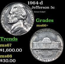 1964-d Jefferson Nickel 5c Grades GEM++ Unc