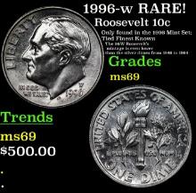 1996-w Roosevelt Dime RARE!  Top Pop! 10c Graded ms69 BY SEGS