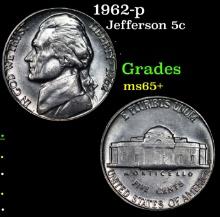 1962-p Jefferson Nickel 5c Grades GEM+ Unc