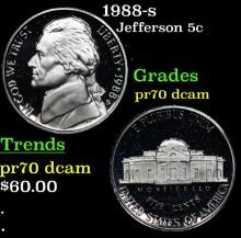 1988-s Proof Jefferson Nickel 5c pr70 dcam SEGS