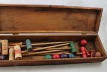 1880's-90's. #800 Parlor Croquet Set in Wood Box