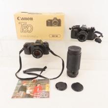 Canon AE-1 & T50 35mm Film Camera Lot
