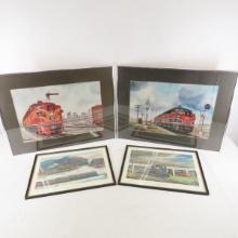 4 Framed Train prints