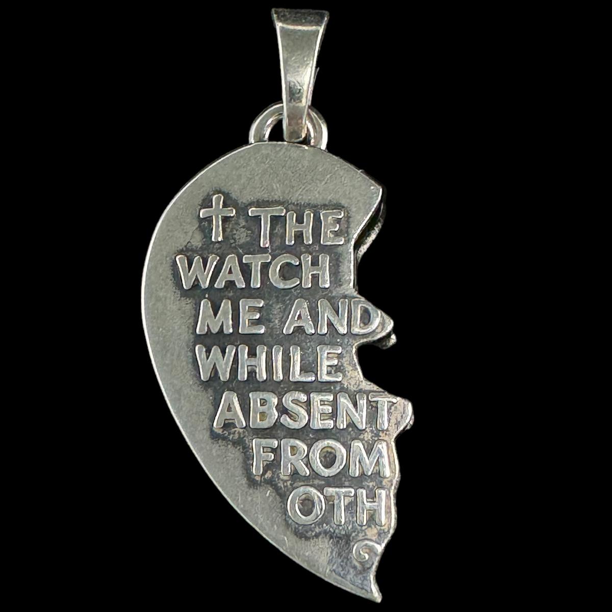 Estate James Avery sterling silver left half of "Watch Over Thee" prayer pendant