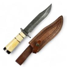 Estate Damascus steel hunting knife