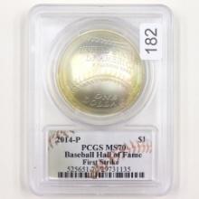 Certified autographed 2014-P U.S. Basketball Hall of Fame commemorative silver dollar