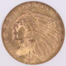 Certified 1914 U.S. $2 1/2 Indian head gold coin