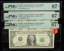 2001 $1 FRN 3 Notes Dallas PMG66EPQ Consecutive # G3