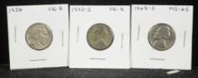 1936 43-S 68-S Nickel Group 3 Coins VG-65