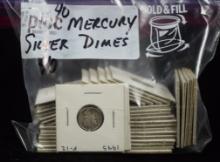 40 Silver Mercury Dimes 90% Bag