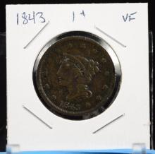 1843 Large Cent VF