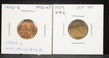 1909VDB & 45-S Lincoln Cents