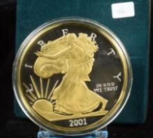 2001 Giant Quarter 4 oz Pure Silver & Gold Plated