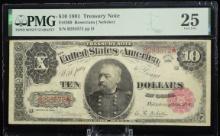 1891 $10 Treasury Note B293572 PMG25VF