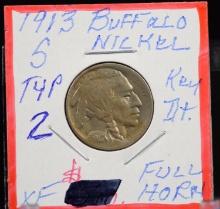 1913-D Buffalo Nickel Type 2 Full Horn XF