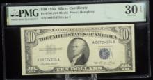 1953 $10 Blue Seal Silver Cert A08724334A PMG30 EPQ