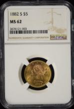 1882-S $5 Gold Liberty NGC MS-62