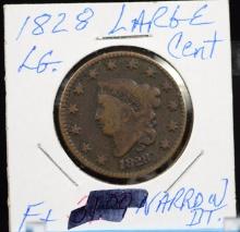 1828 Large Cent Fine Plus