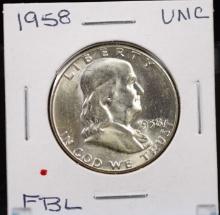 1958 Franklin Half Dollar FBL UNC