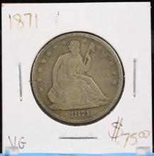 1871 Seated Liberty Half Dollar VG