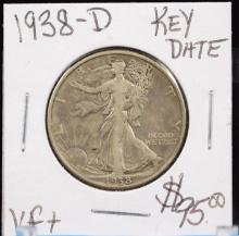 1938-D Walking Liberty Half Dollar VF Plus