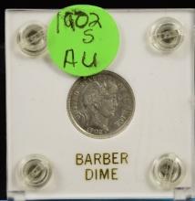 1902-S Barber Dime AU