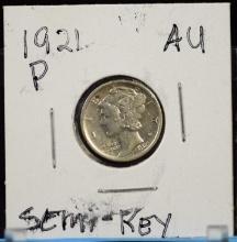 1921 Mercury Dime AU Semi-Key