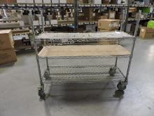 Small 3-Shelf Stainless Steel Rolling Wire Rack / 48" Long X 18" Deep X 43" Tall