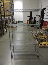 5-Shelf Stainless Steel Wire Rolling Rack / 48" Wide X 18" Deep X 77" Tall