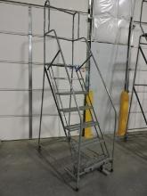 7-Step Rolling Steel Warehouse Stairs / 70" Platform Height