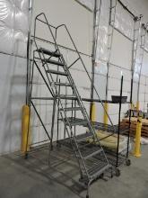 10-Step Rolling Steel Warehouse Stairs / 100" Platform Height
