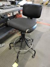 Rolling Warehouse Stool / Padded with Back / Approx Seat Height 30"