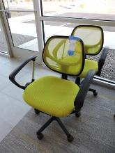 Lot of 2 Green Modern Rolling Chairs