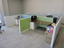 4-Spot Office Cubical System - 4 Desks and File Cabinets Included