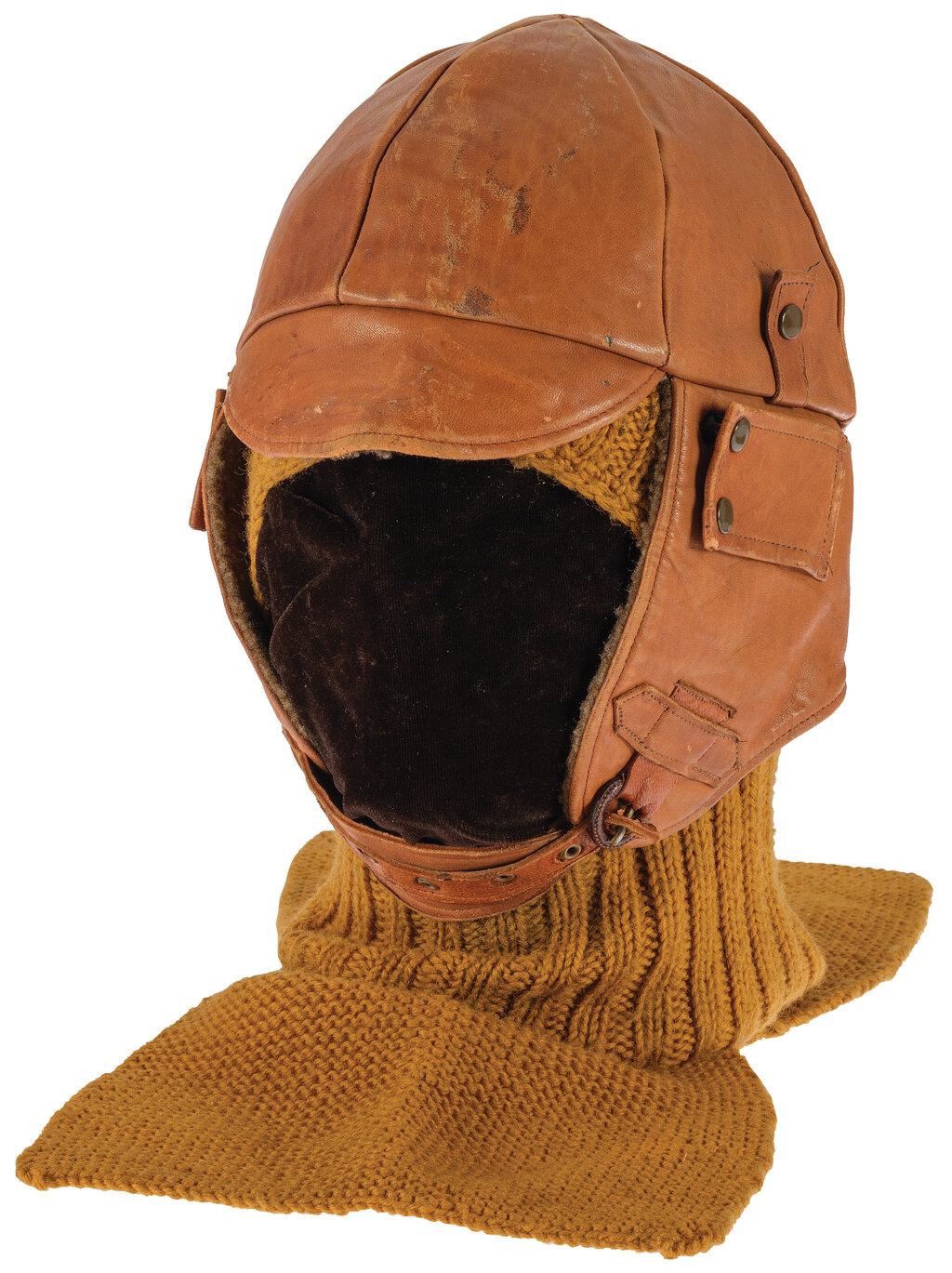 Identified World War I US Army Air Service Leather Flight Helmet