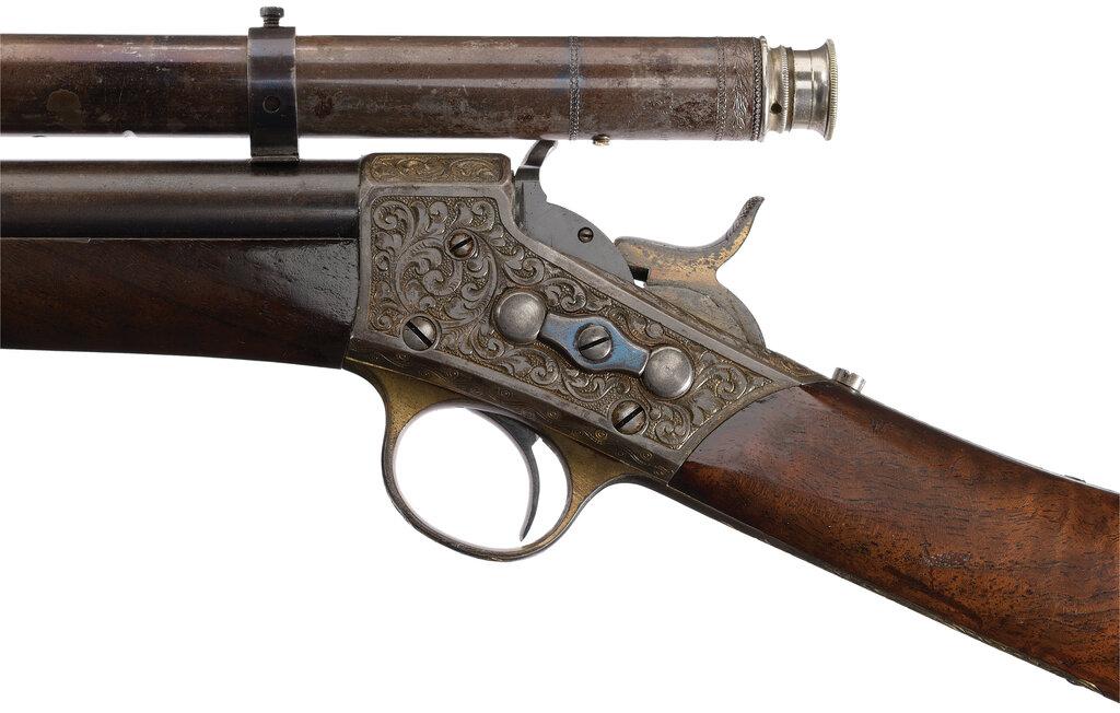 Ornate Remington No. 2 Rolling Block Rifle Owned by L. Geiger