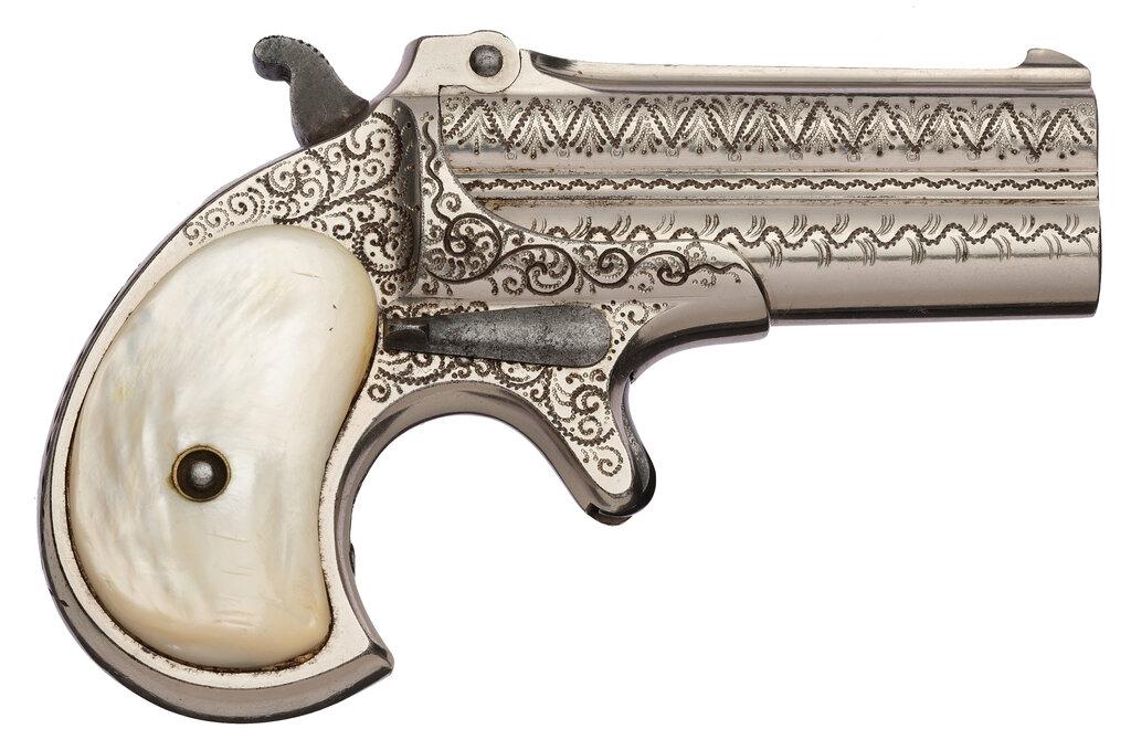 Engraved Remington Over/Under Derringer with Pearl Grips