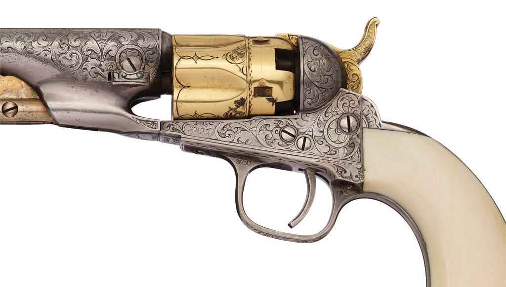 Engraved Gold/Silver Plated Colt Model 1862 Police Revolver