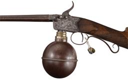19th Century Engraved English Ball Reservoir Air Gun by Cook
