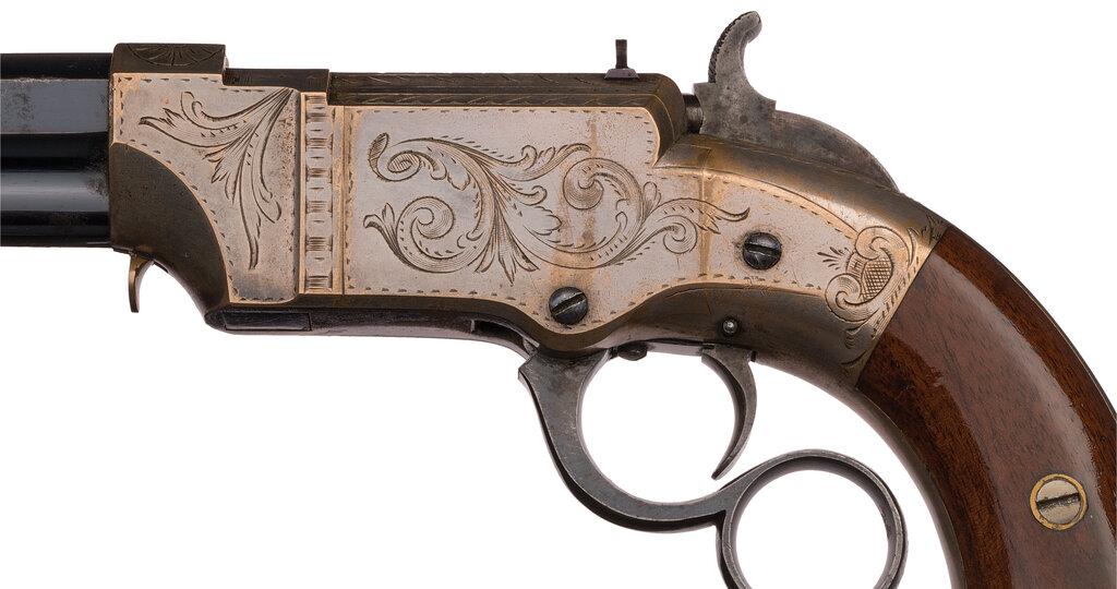 Engraved Silver New Haven Arms Co. Volcanic No. 1 Pocket Pistol