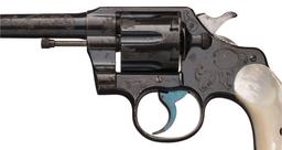 Engraved Colt Army Special Revolver with Pearl Grips and Letter