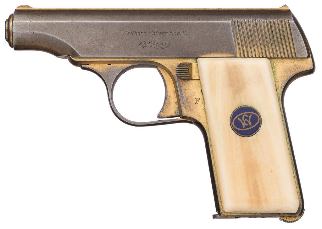 Gold Finished Cased Walther Model 8 Pistol