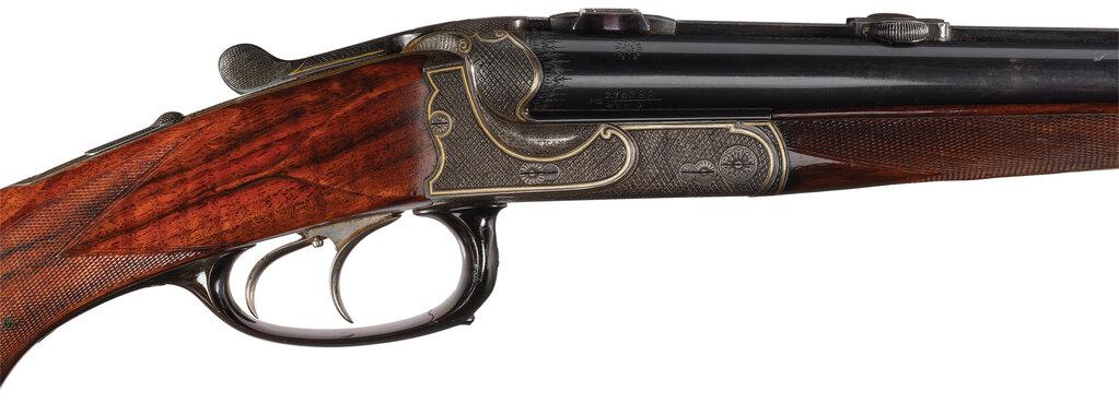 Factory Engraved and Gold Inlaid Friedrich Bartels Double Rifle