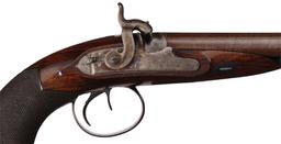 Cased H. Nock Double Barrel Percussion Pistol