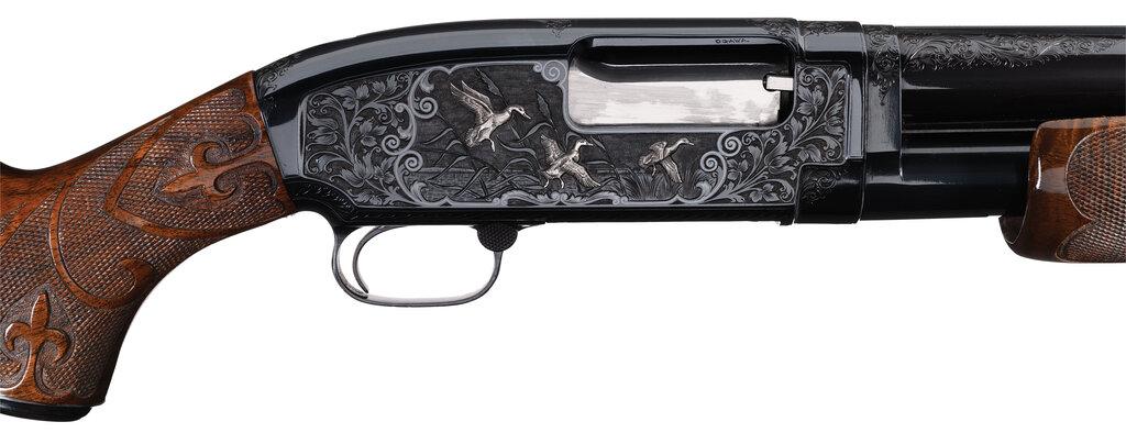 Engraved and Inlaid Winchester Model 12 Slide Action Shotgun